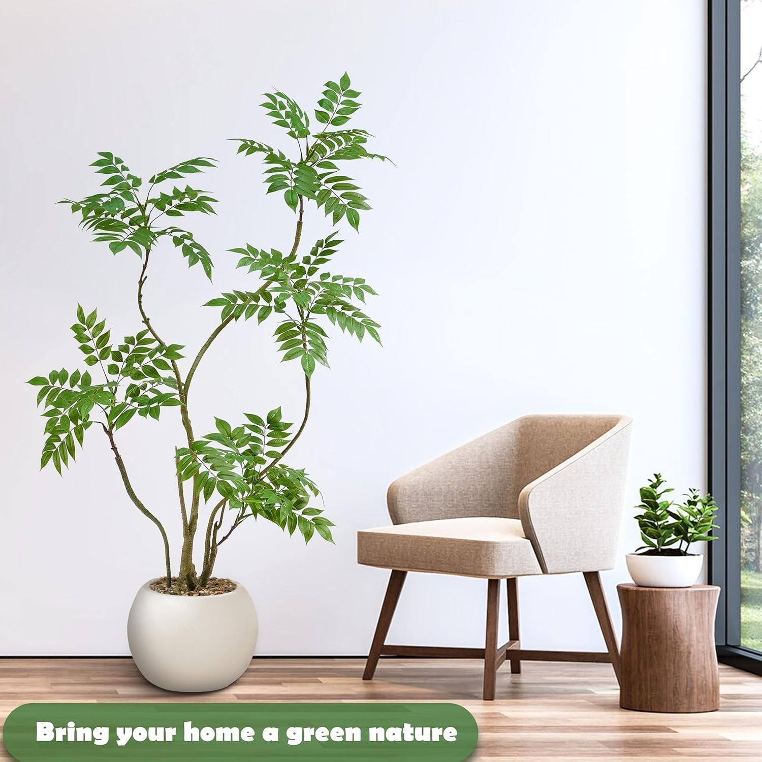 150cm Artificial Mahonia Fortunel Tree in Pot Lifelike Green Indoor Decoration