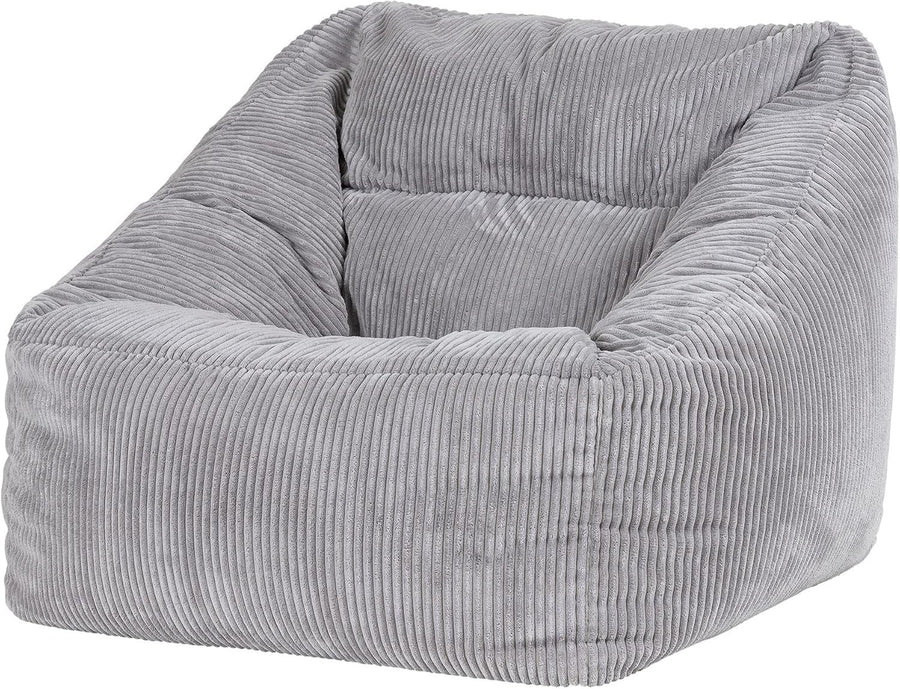 Grey Cord Bean Bag Chair Adult Lounge Sofa Seat for Gaming & Living Room