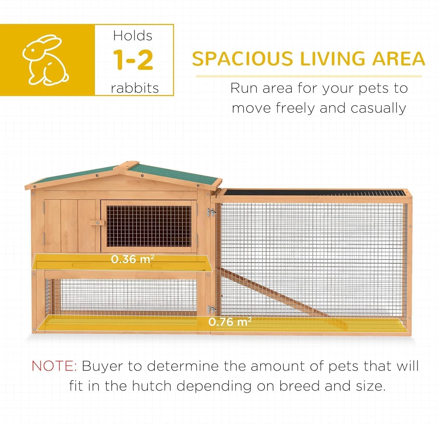 2 Tier Wooden Rabbit Hutch Outdoor Bunny Coop 158x58x68cm