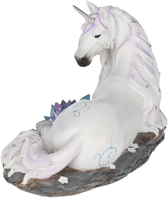 Unicorn Figurine 19cm Resin Ornament Crystal Jewels White Fantasy Decor Gift