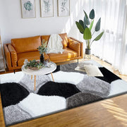 Black White Shaggy Rug 120x170cm Soft Non Shed Modern Living Room Carpet