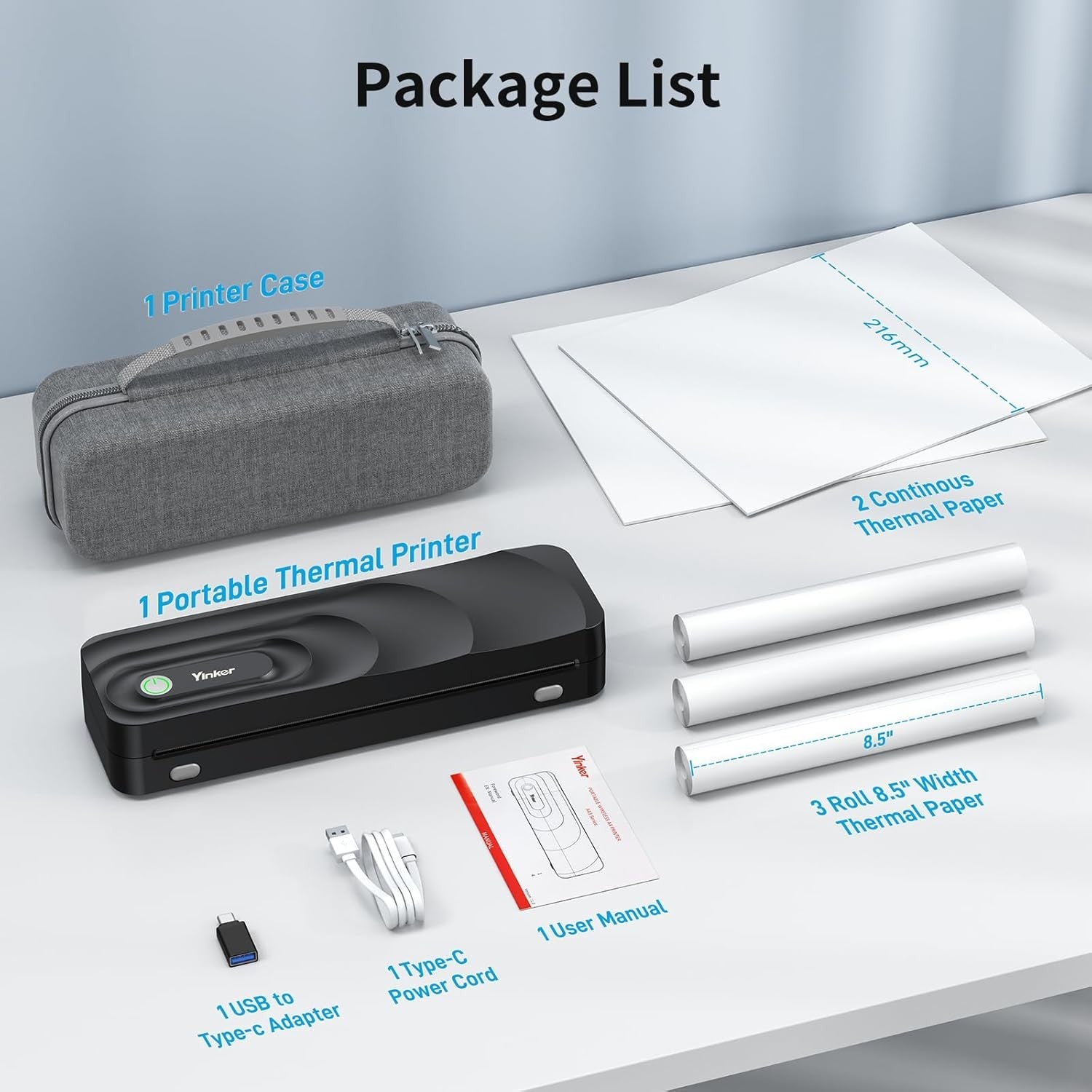 A4 Portable Thermal Printer Bluetooth Inkless Wireless + Case