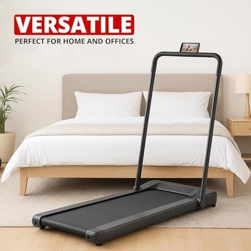 Foldable Walking Jogging Treadmill 12km/h Quiet 2-in-1 Handrail Home Office Gym