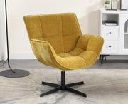 Swivel Chenille Tub Chair 360° Rotating Accent Armchair Yellow Lounge Seat