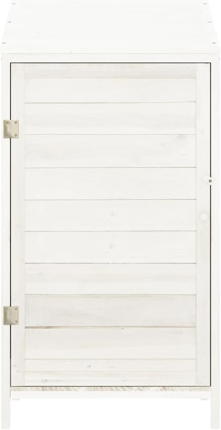 Outdoor Wooden Garden Shed 55x52x112cm White Storage Box Weather-Resistant