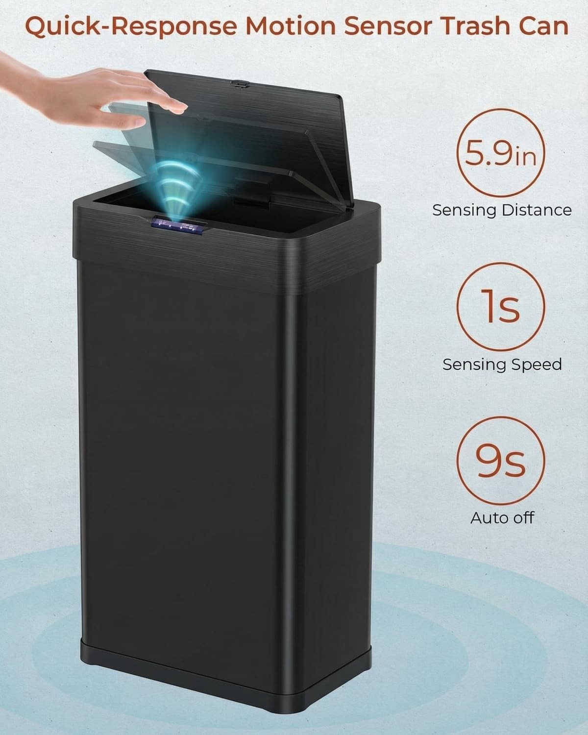 50L Sensor Kitchen Bin Touchless Automatic Soft Close Black