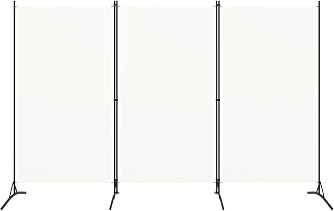 White 3 Panel Room Divider 260cm Folding Privacy Screen – Fabric Partition Wall