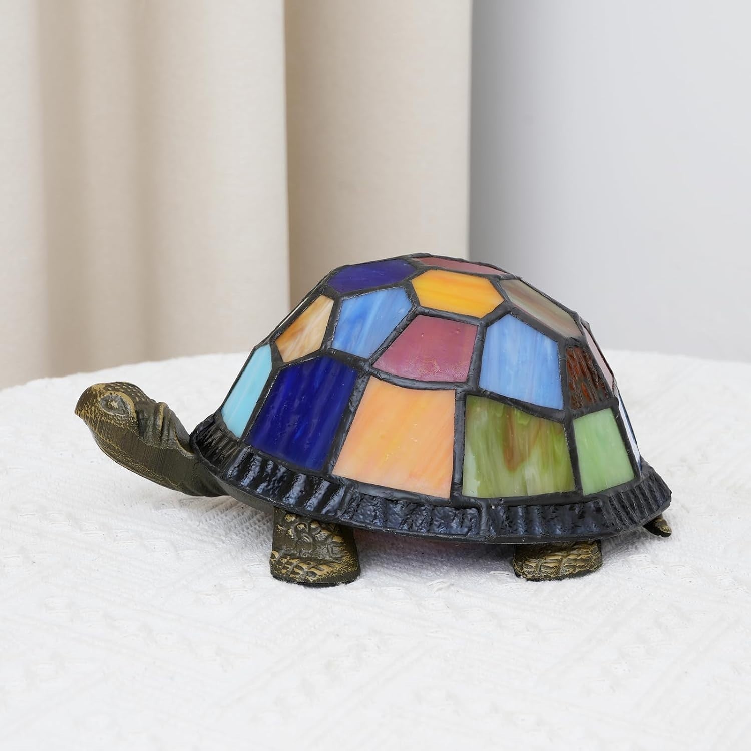 Stained Glass Turtle Lamp Night Light | Kids Room Decor | Table & Desk Lamp