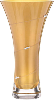 Gold Trumpet Glass Vase 25cm Luxury Flared Flower Vase with Crystal Detail