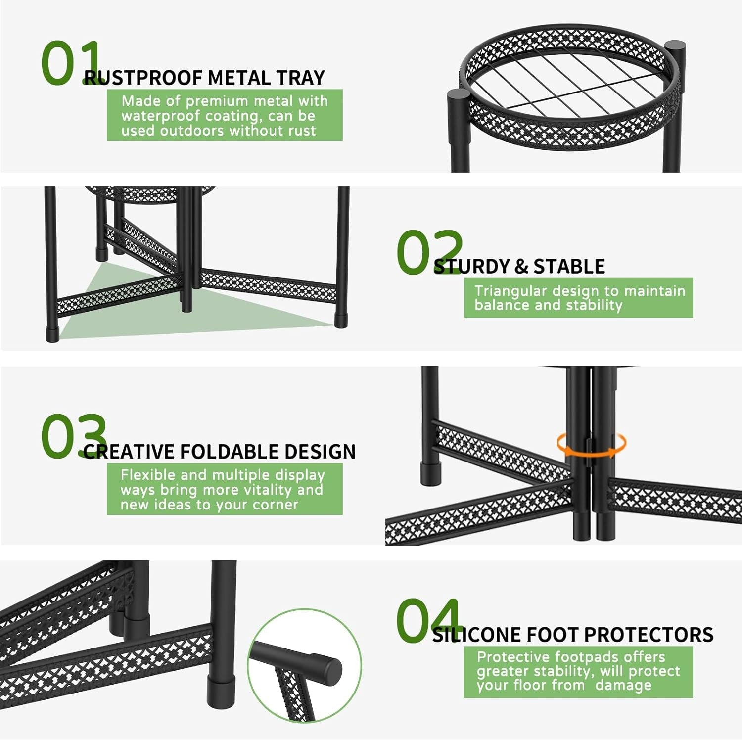 5 Tier Black Metal Plant Stand Indoor Outdoor Corner Tiered Flower Shelf