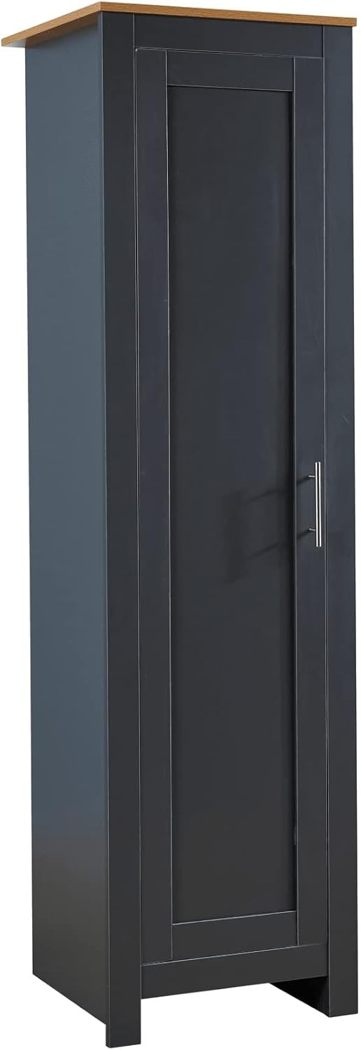Slim Dark Grey Wardrobe 1 Door with Hanging Rail & Deep Storage Shelf