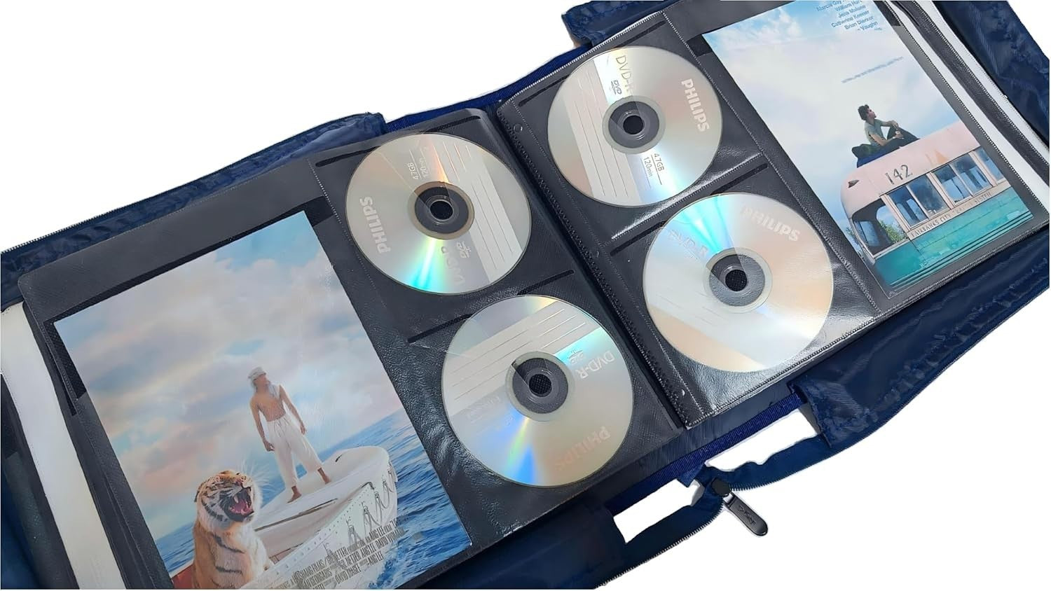 192 Disc CD DVD Blu Ray Storage Wallet Binder Case Album Organizer Blue