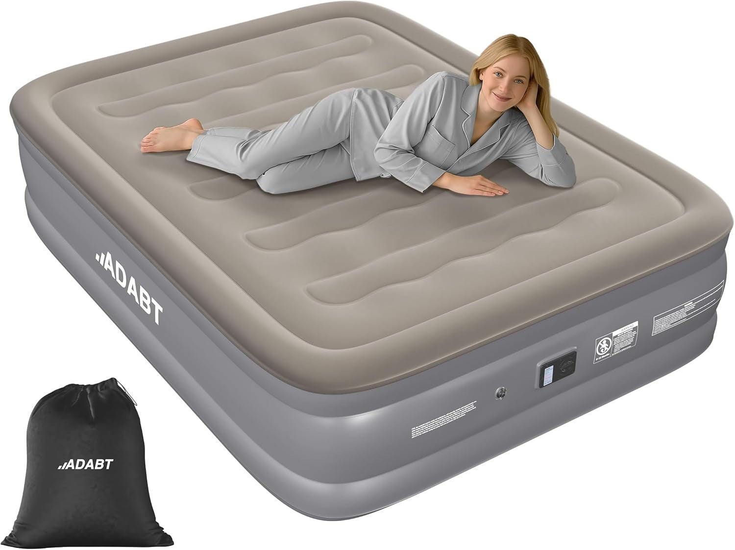 King Inflatable Air Mattress Built In Electric Pump High Raised Air Grey Bed