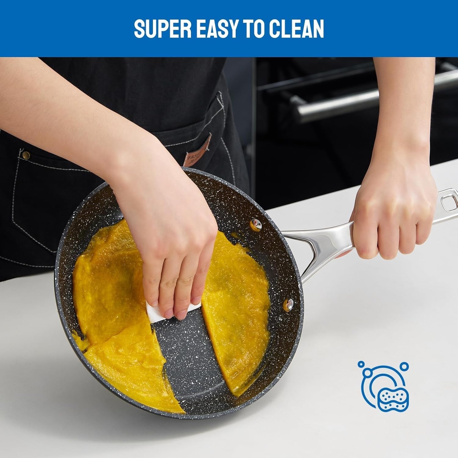 10Pcs Black Non Stick Induction Cookware Set with Frying Pans & Glass Lids