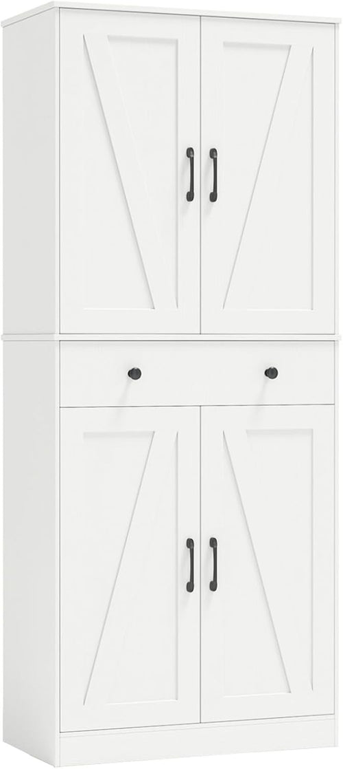 Tall Kitchen Cupboard White 4-Door Buffet Pantry Cabinet Drawer