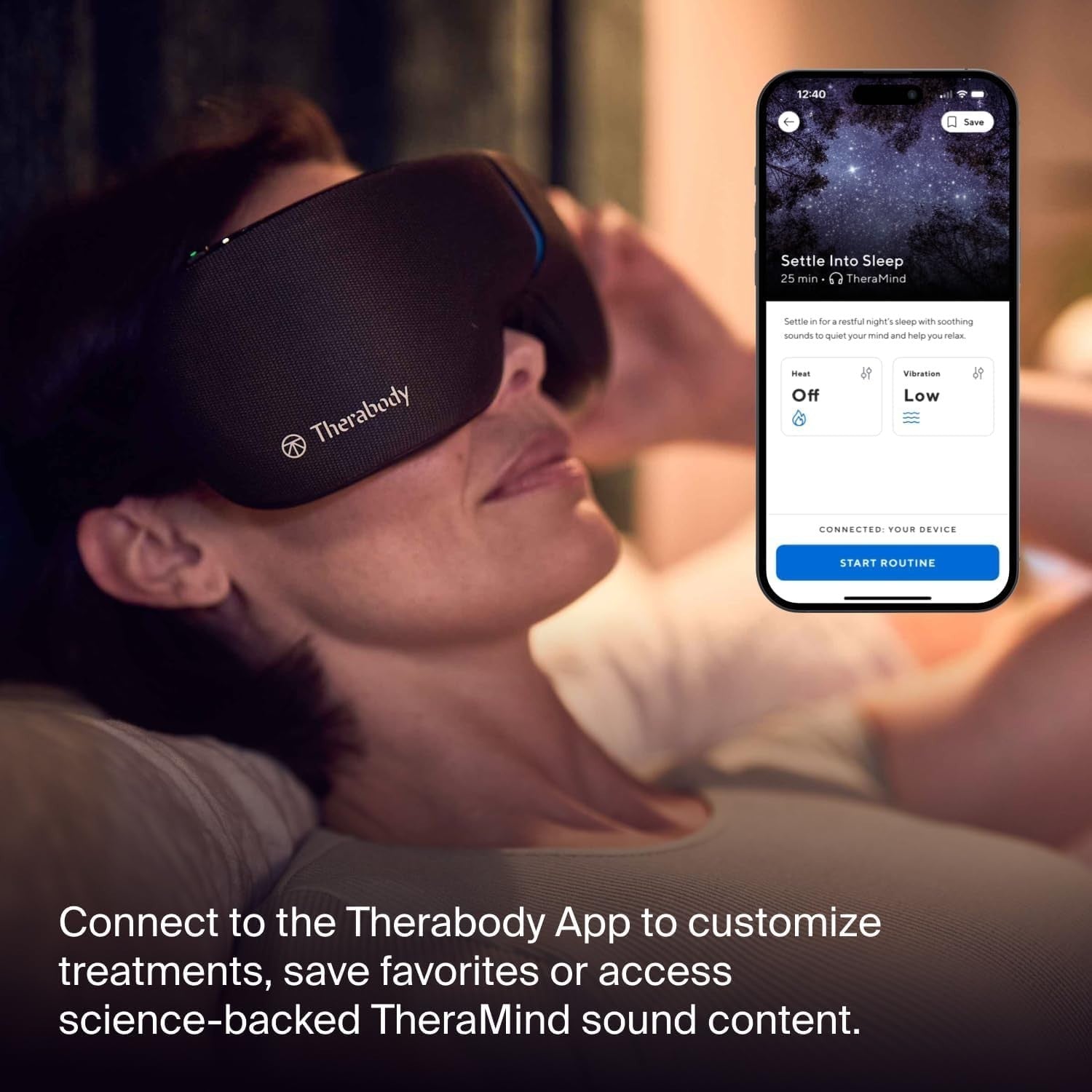 Smart Heated Eye Mask Temple Massage Blackout Sleep Aid Headache Relief