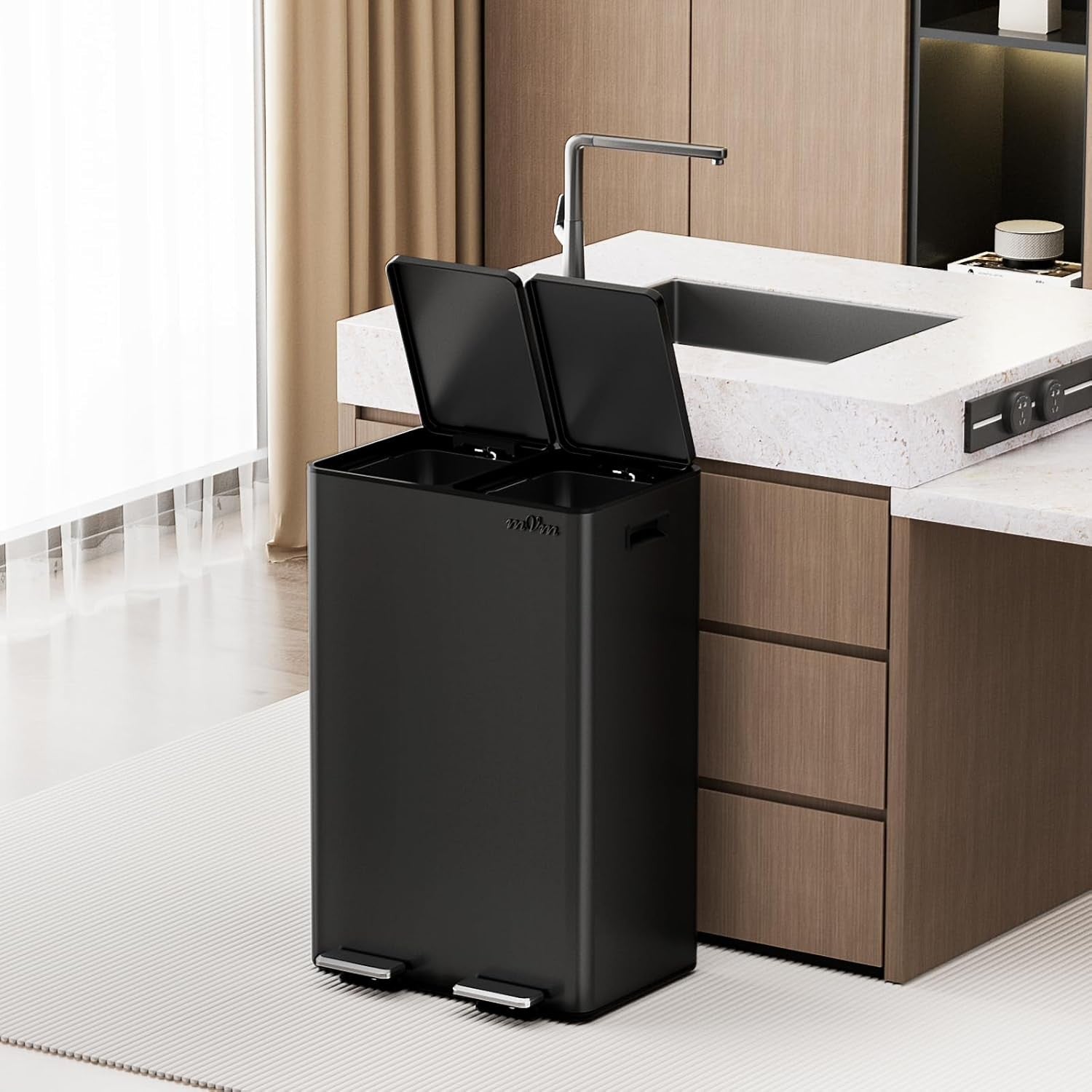 60L Dual Kitchen Recycling Bin 2x30L Pedal