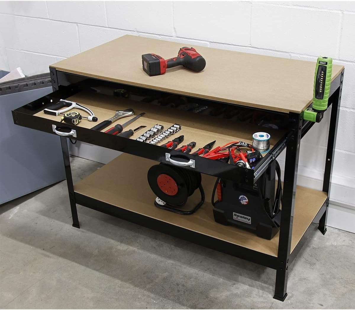 Workbench 1.2m with Drawer MDF Top Boltless Assembly 100kg Capacity
