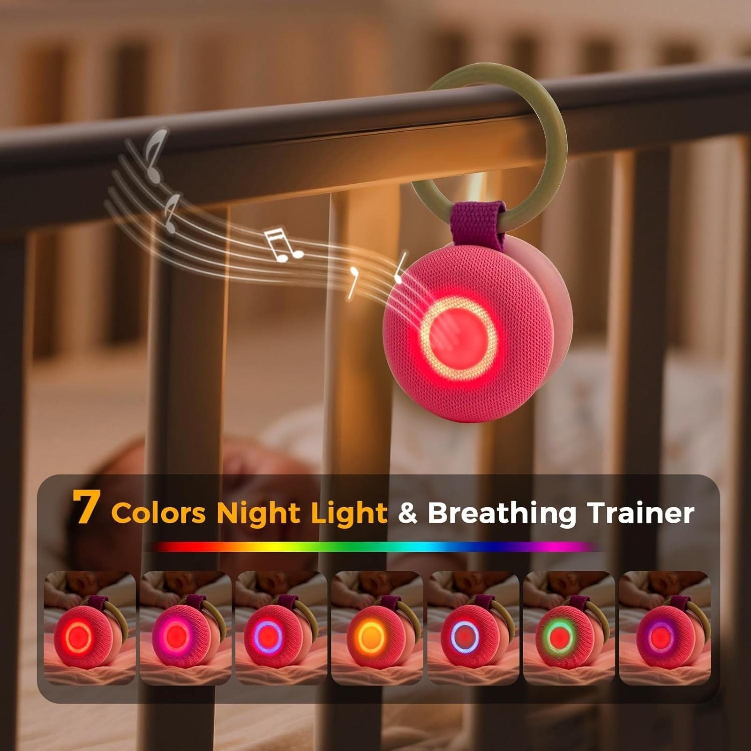 Portable Baby White Noise Sound Machine 15 Soothing Sounds Pink