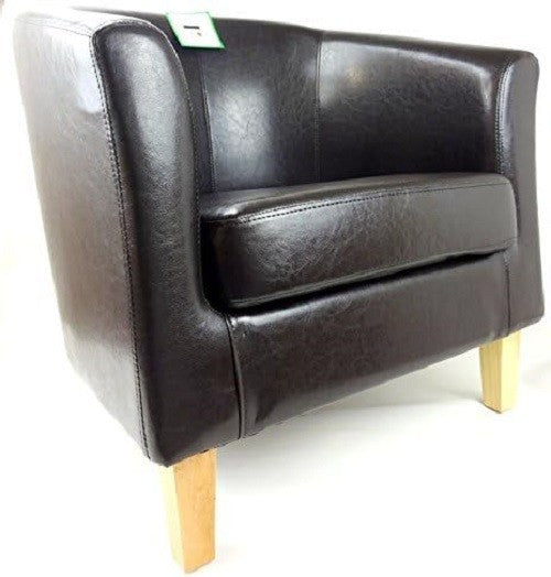 Brown PU Leather Tub Chair Deluxe Dining Office Armchair