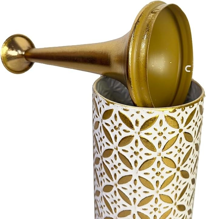 Tall Floor Vases Set of 2 Gold White Metal Home Decor 66/59cm