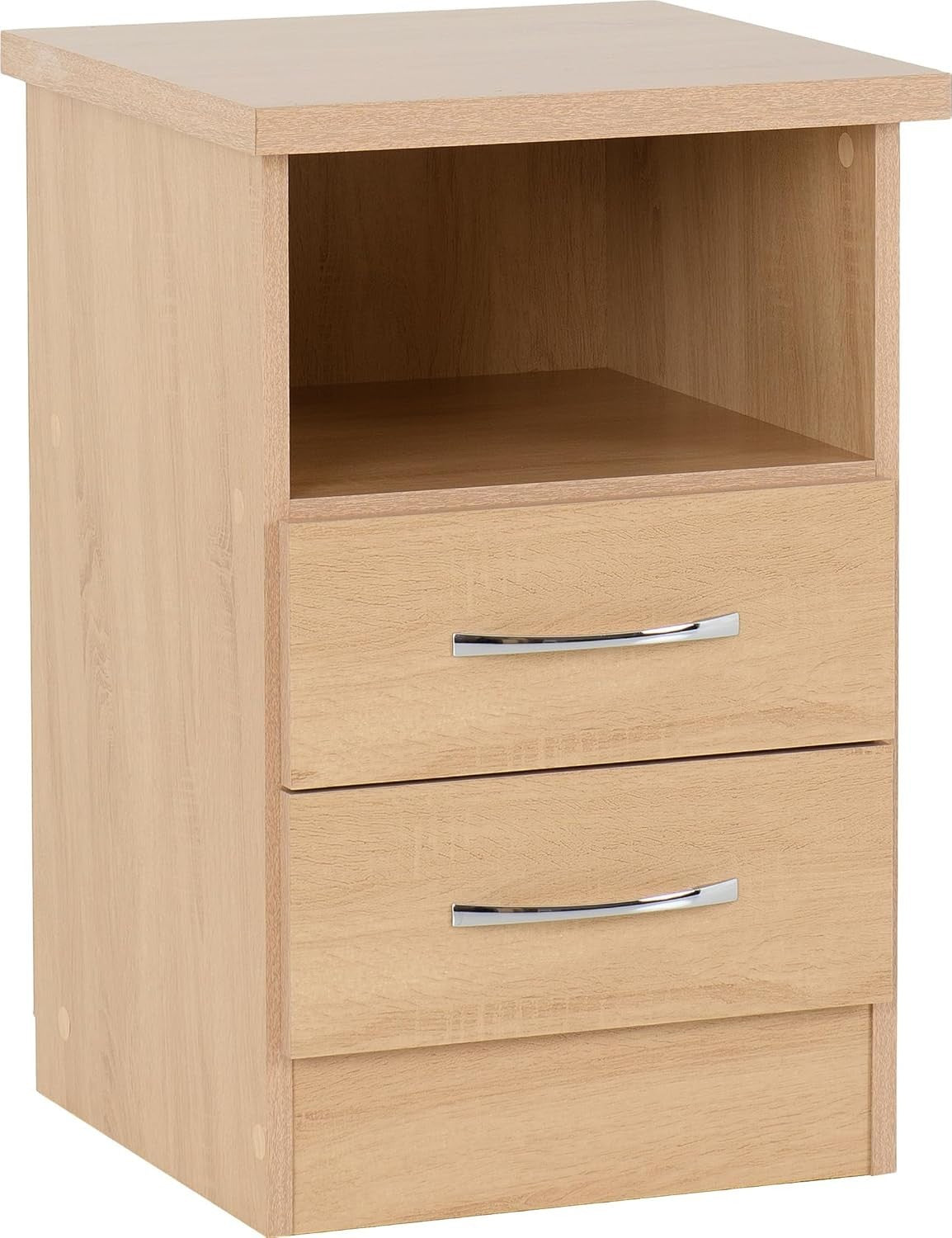 2 Drawer Bedside Table in Sonoma Oak Effect – Modern Nightstand