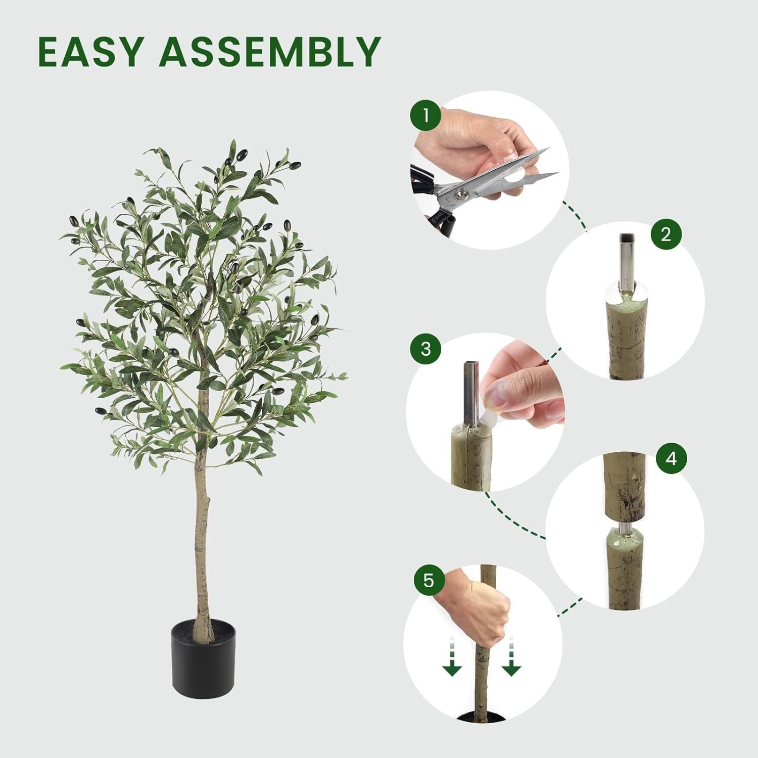 4ft Artificial Olive Tree Tall Plant Indoor Decor Natural Trunk Realistic Leaves
