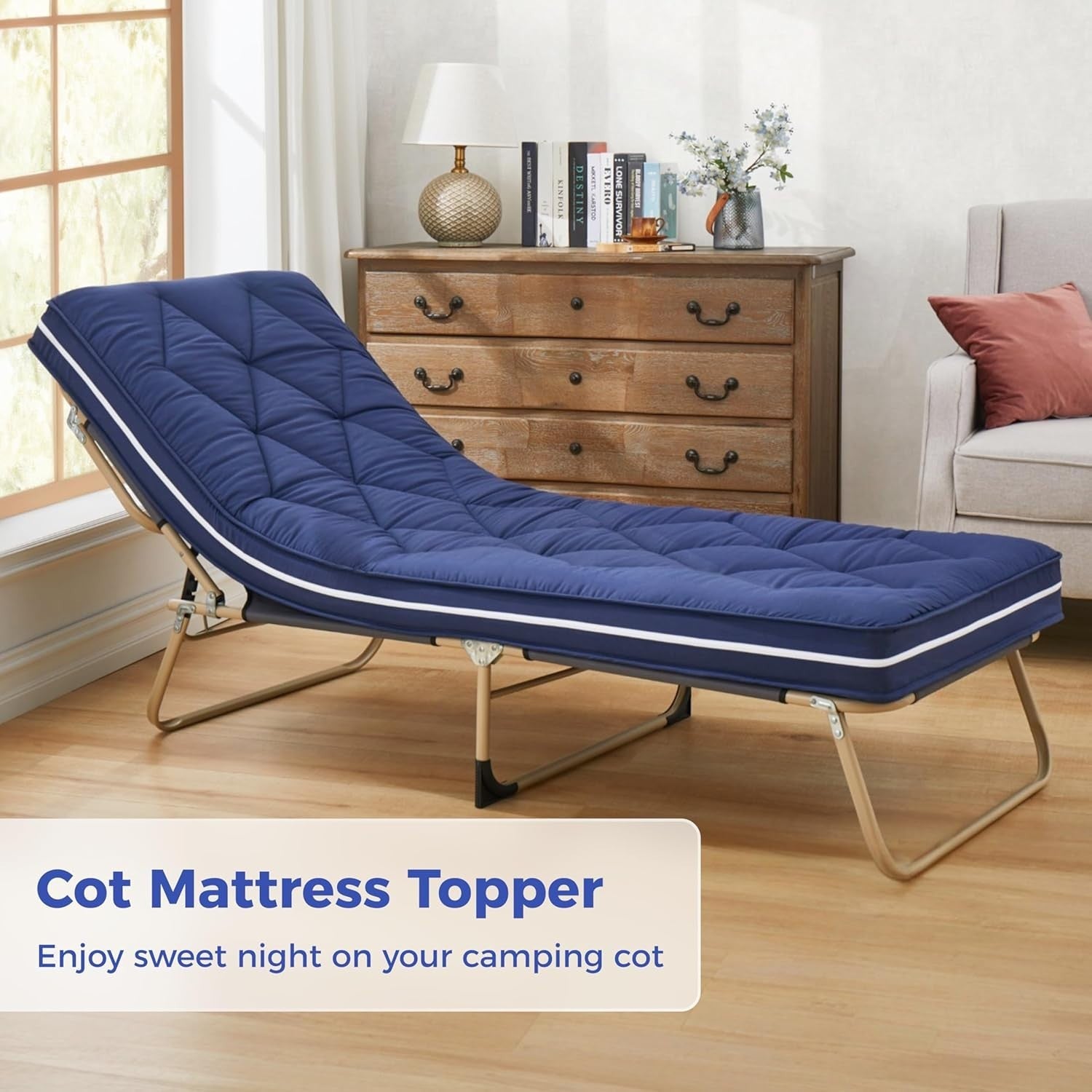 Memory Foam Floor Mattress Pad Portable Folding Bed Topper Sleeping Mat Blue