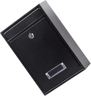 Wall Mounted Iron Mailbox Black – Secure Outdoor Post Box for Letters Newspapers