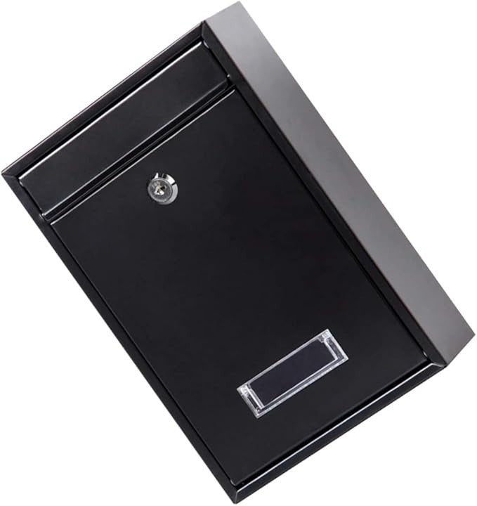 Wall Mounted Iron Mailbox Black – Secure Outdoor Post Box for Letters Newspapers