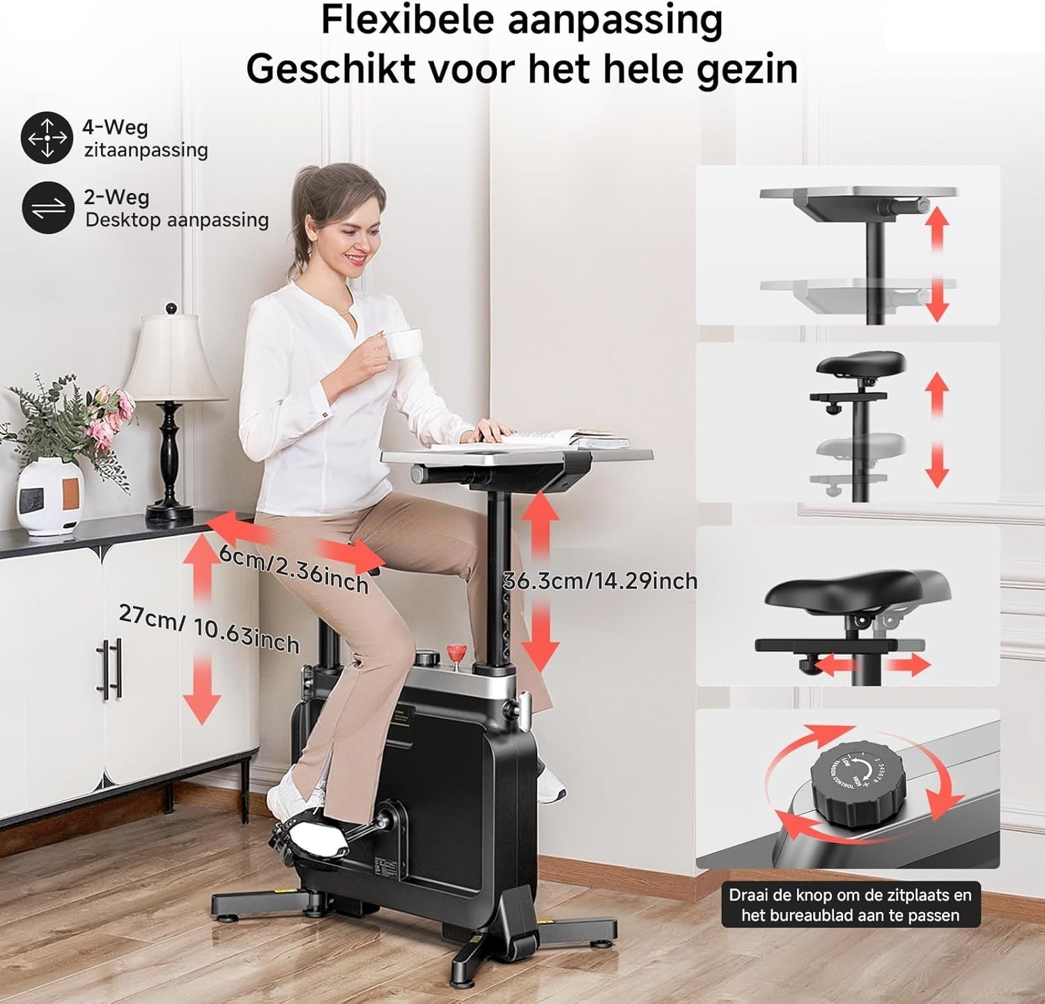 6-in-1 Folding Exercise Bike Under Desk Bike Magnetic Resistance Portable