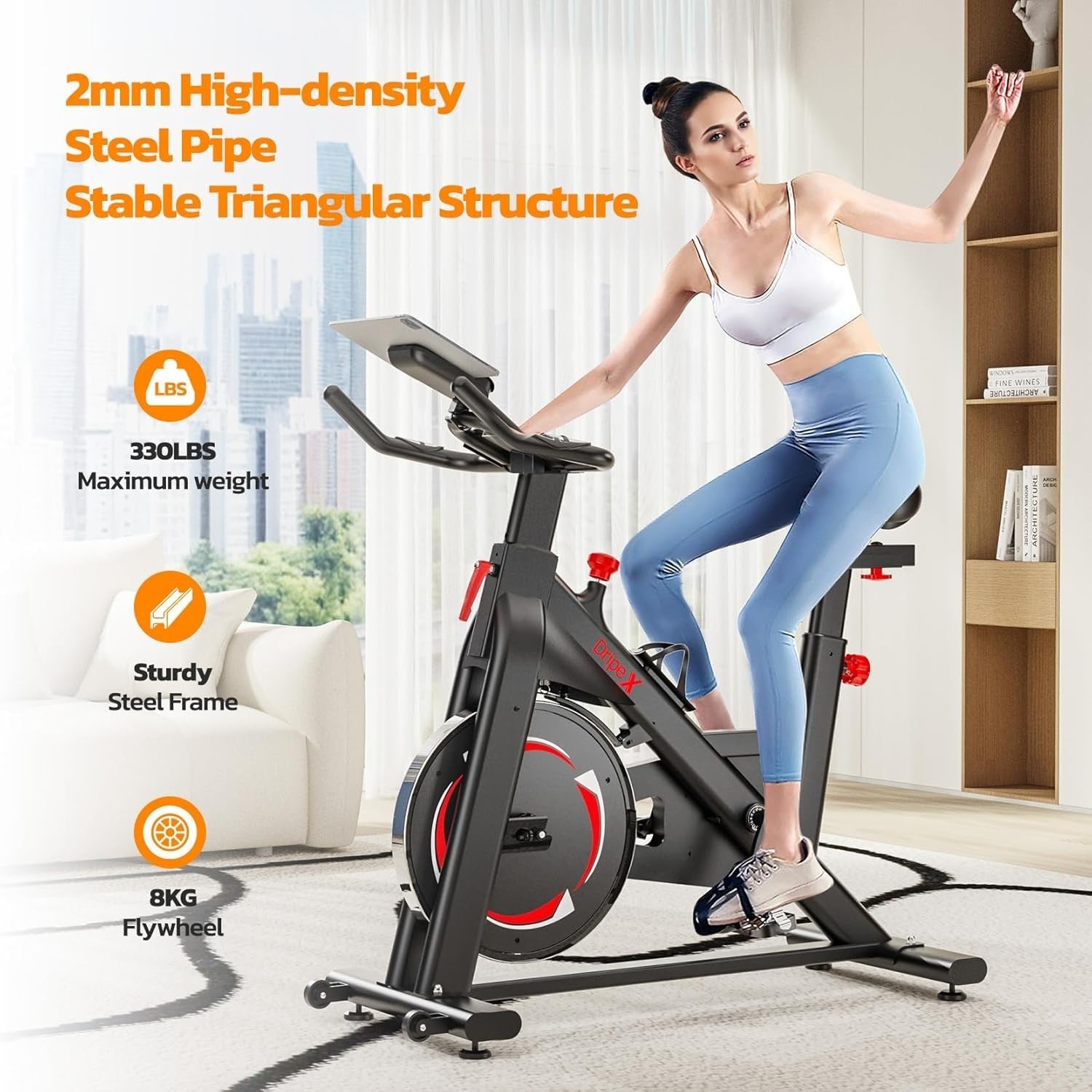Quiet Magnetic Exercise Bike for Home w/ LCD Monitor, Heart Rate & 8kg Flywheel