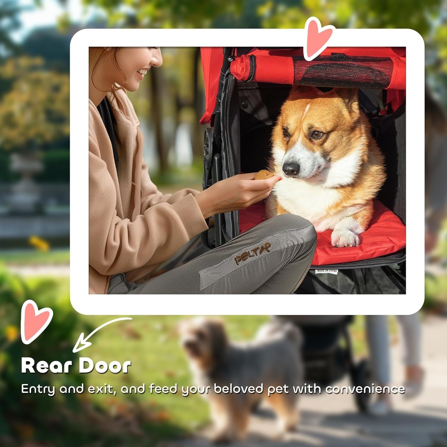 Foldable 3-Wheel Dog Stroller Red Pet Pram Small Dogs Cats Jogging Pushchair