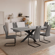 Extendable Dining Table Set 4-6 Seats Grey Chairs MDF Kitchen Living Room