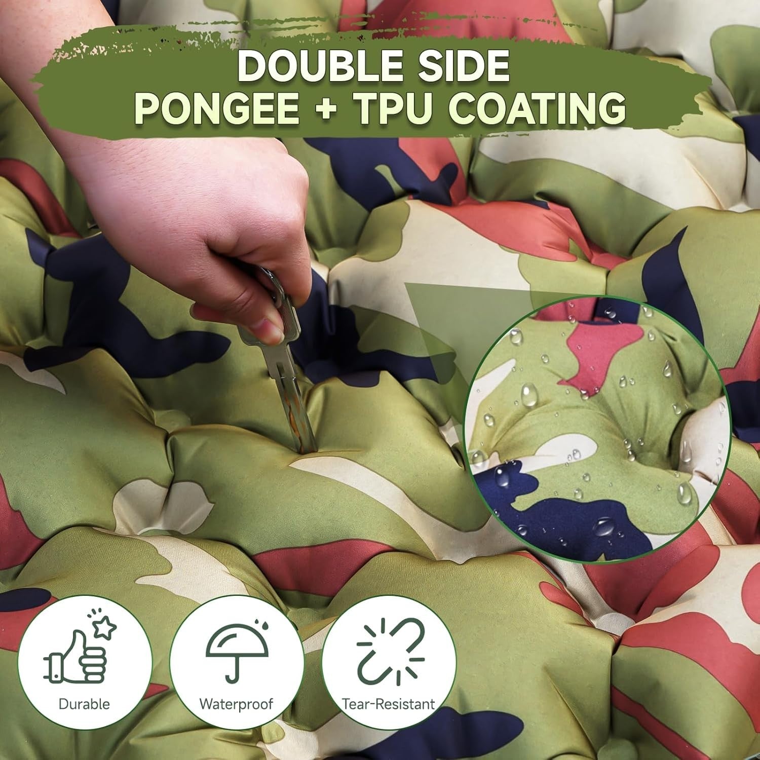 Ultralight Inflatable Camping Sleeping Pad with Built-In Foot Pump, Waterproof