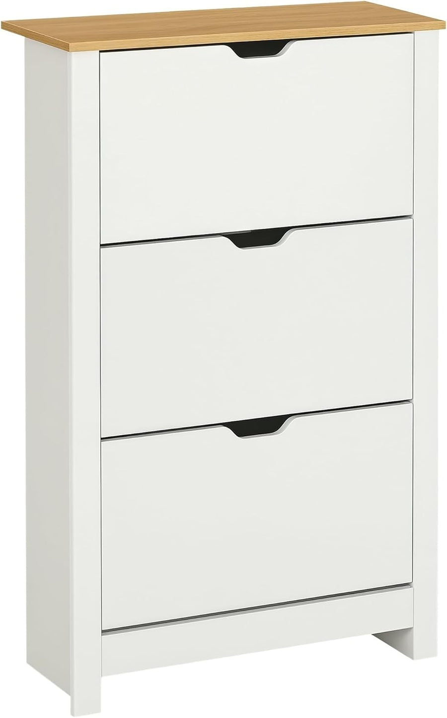 White Slim Shoe Cabinet 3 Flip Drawers Narrow Storage Unit for 18 Pairs