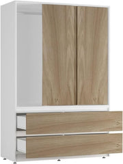 Sliding Door Wardrobe 4 Drawer Oak White Storage Rail Bedroom Closet