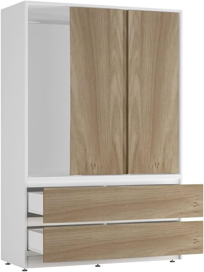 Sliding Door Wardrobe 4 Drawer Oak White Storage Rail Bedroom Closet