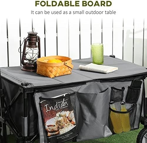 Folding Garden Trolley Utility Wagon 100kg Outdoor Cargo Cart on Wheels