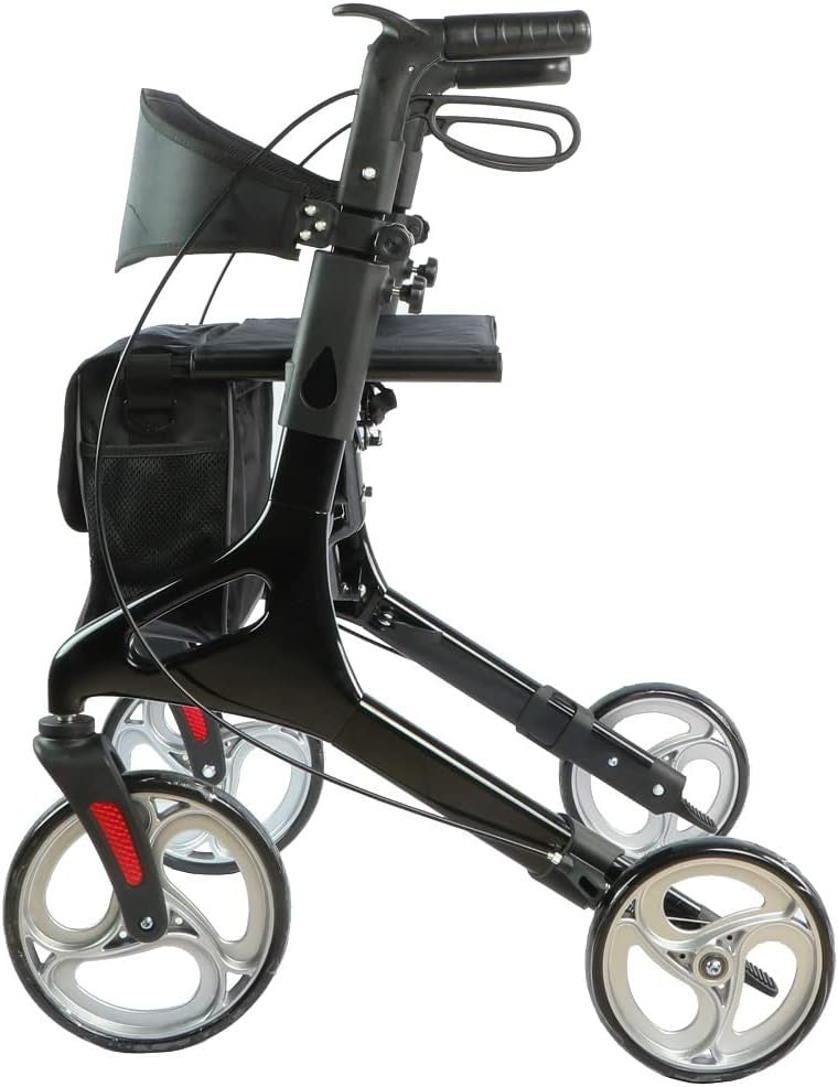 Lightweight Aluminium Rollator Walker with Seat 4 Wheel Folding Mobility Aid