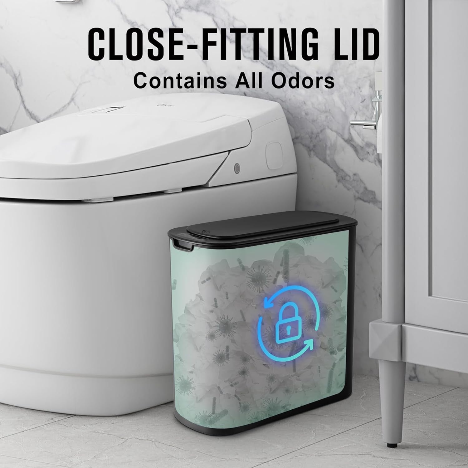 2.6G Touchless Motion Sensor Trash Can | Smart Bathroom Bin Black