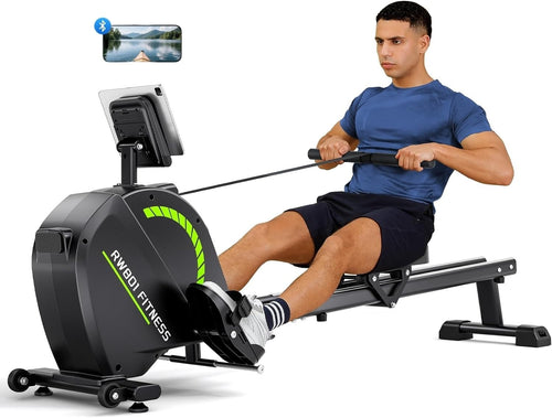 Magnetic Rowing Machine 16-Level Quiet Resistance Bluetooth LCD Dual Rail 350LB