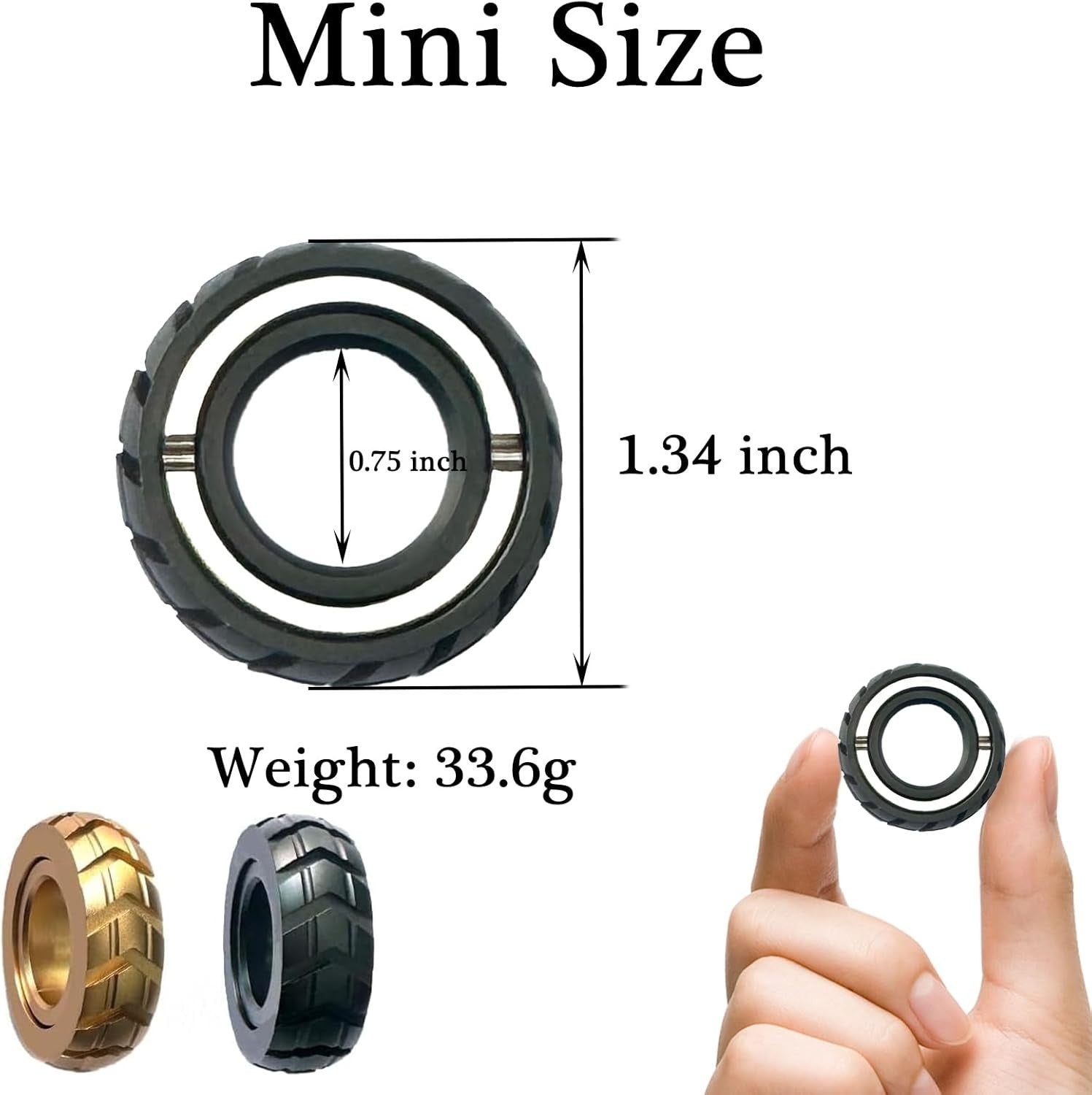 Black Magnetic Fidget Ring Metal Stress Relief Slider Pocket Focus Toy