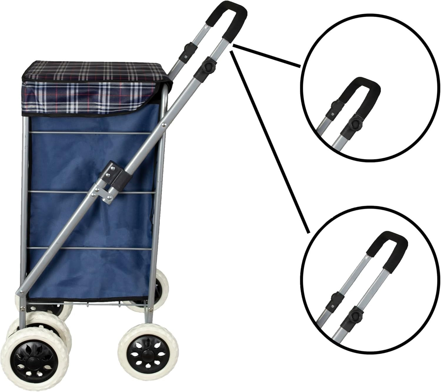 6 Wheel Shopping Trolley Cart 54L Lightweight Waterproof Heavy Duty