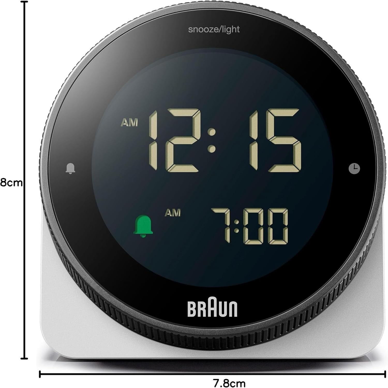 Digital Alarm Clock Negative LCD Rotating Bezel Snooze Crescendo Beep