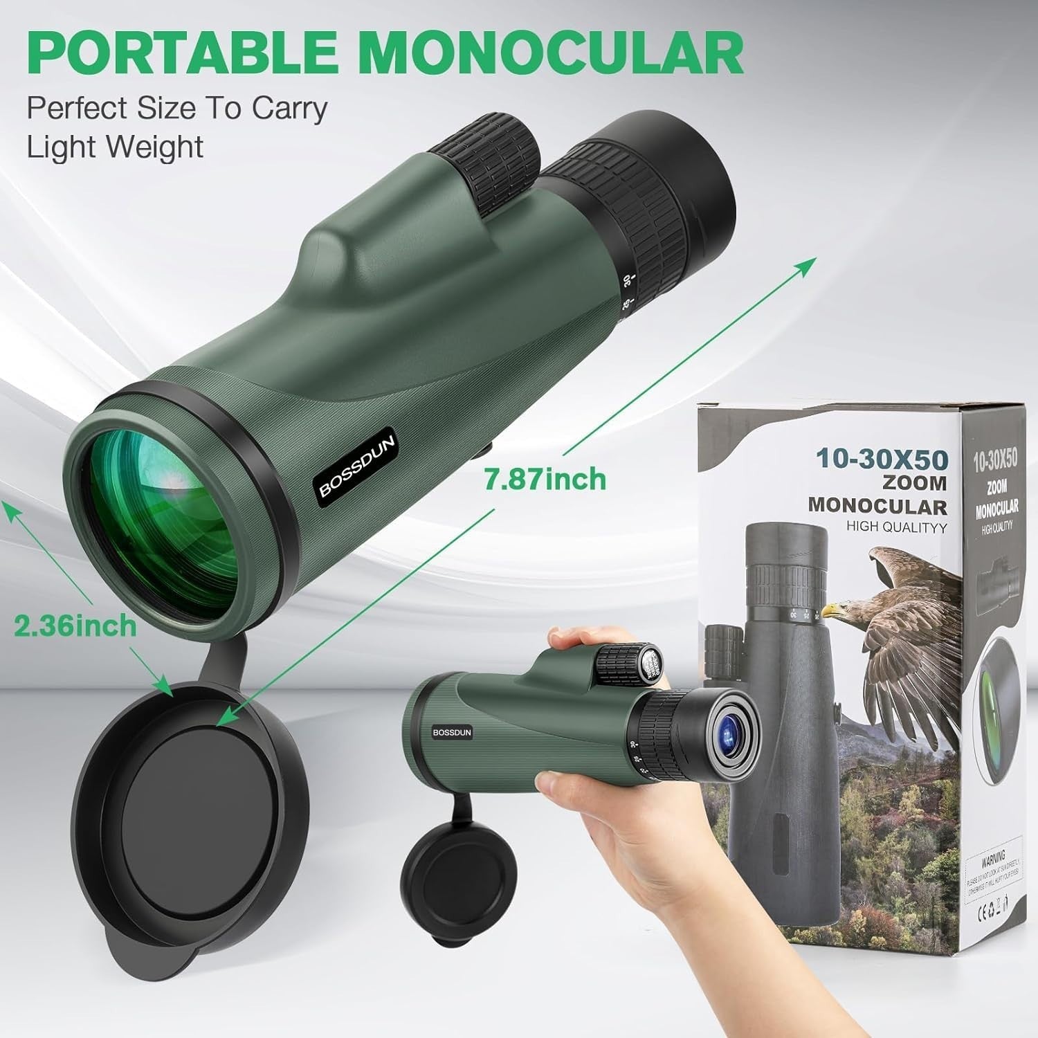 10-30x50 High Power Zoom Monocular HD BAK4 Prism + Tripod & Phone Adapter