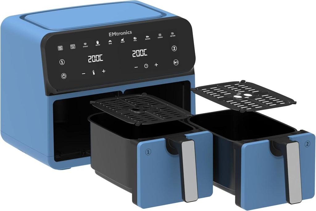 8L Dual Zone Air Fryer 2500W 8 Presets Match Cook Smart Finish 99min Timer