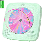Portable CD Player Bluetooth Speakers FM Radio USB AUX Remote Green