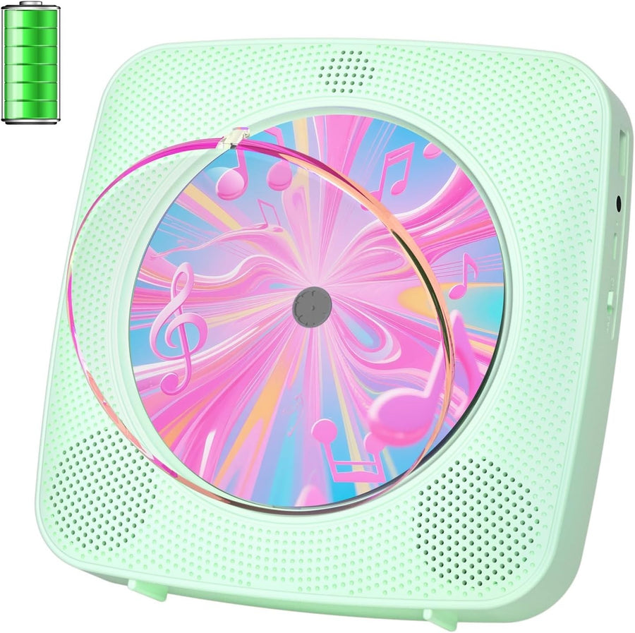 Portable CD Player Bluetooth Speakers FM Radio USB AUX Remote Green
