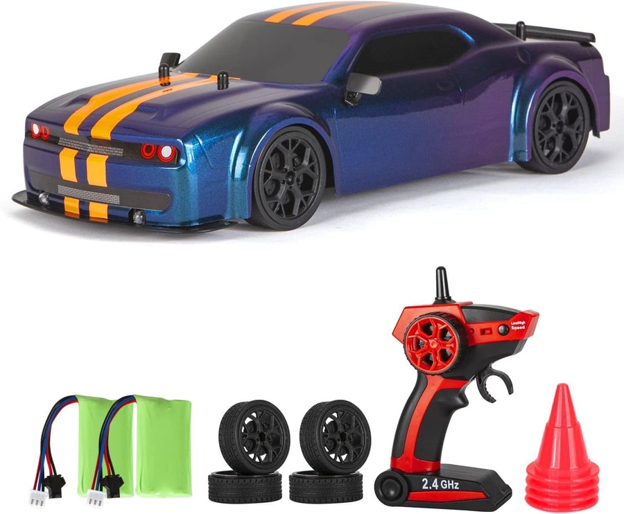 1:14 4WD RC Drift Car w/ Extra Tires LED Fast Remote Control Car Gift Kids